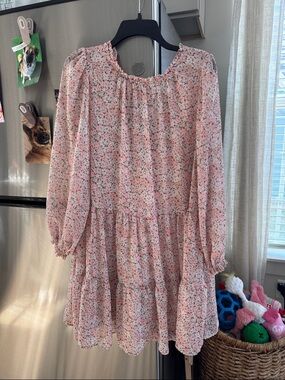 H&M Pink Floral Tiered Peasant Dress